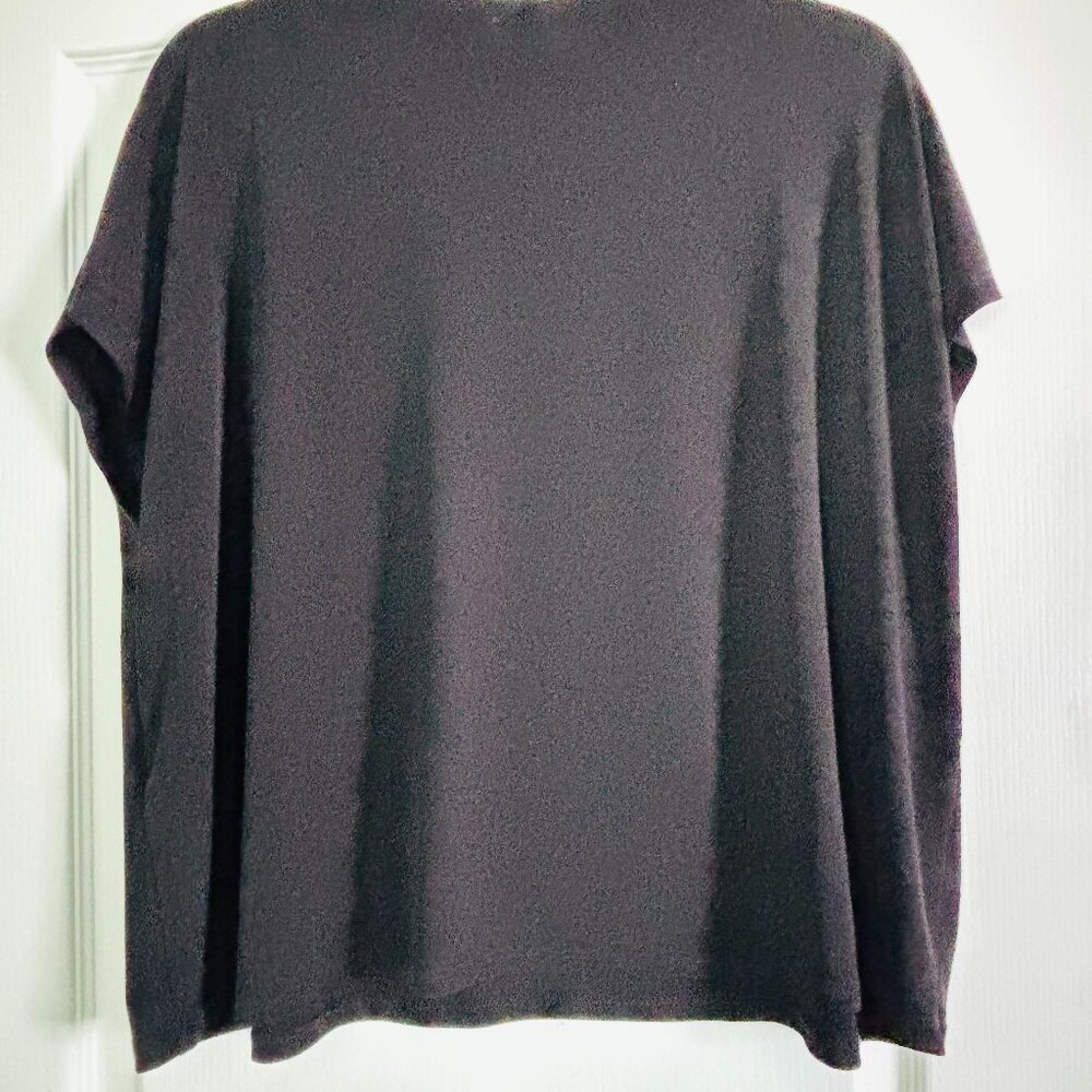 Susan Graver Black Modern Essential Knit Top Career Casual Short Sleeve - Picture 4 of 4